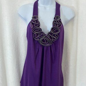 Ladies Romeo & Juliet Couture Purple Plum Embellished Racerback VNeck Tank Top